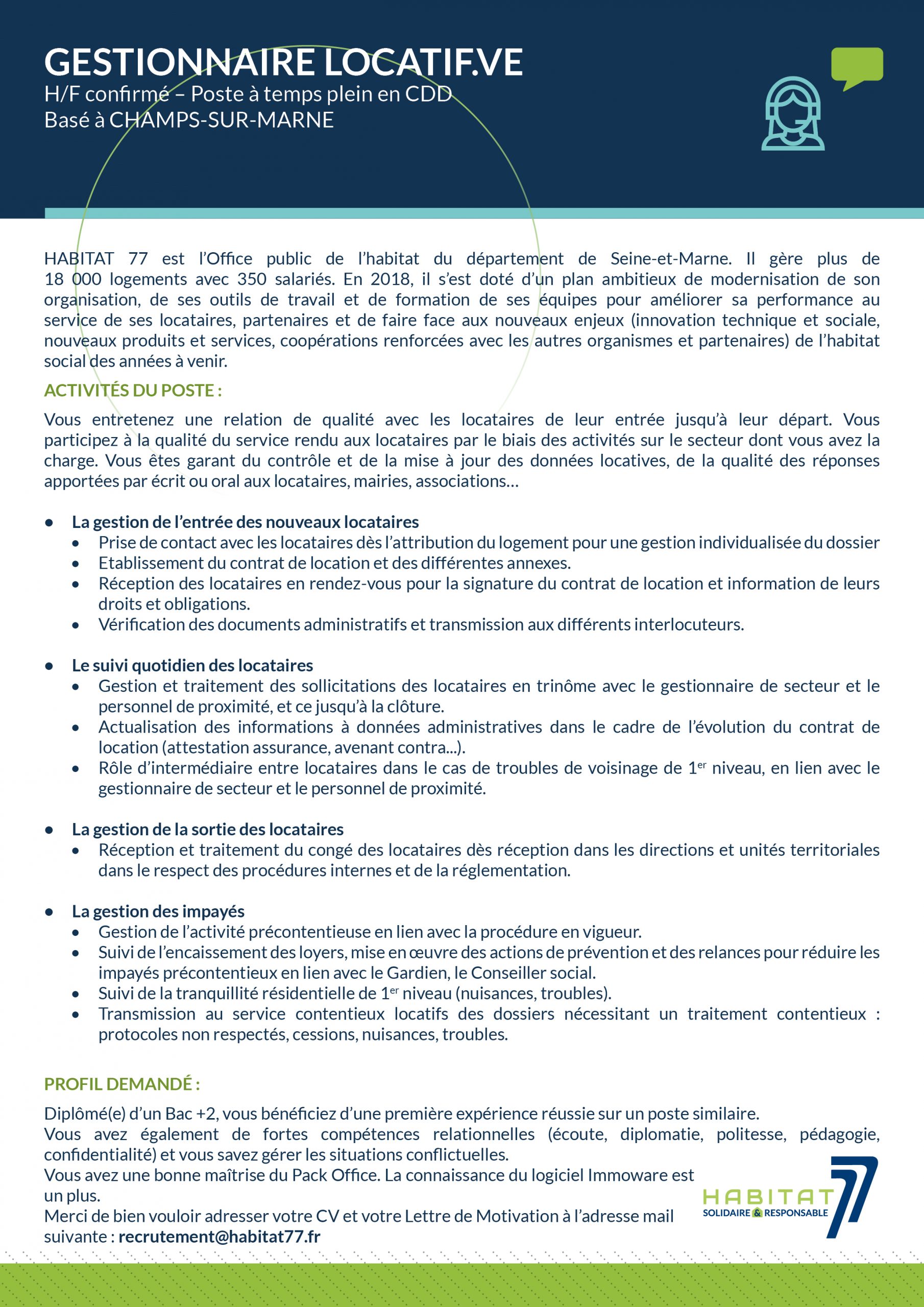 Rejoignez-nous - Habitat 77  Solidaire et Responsable