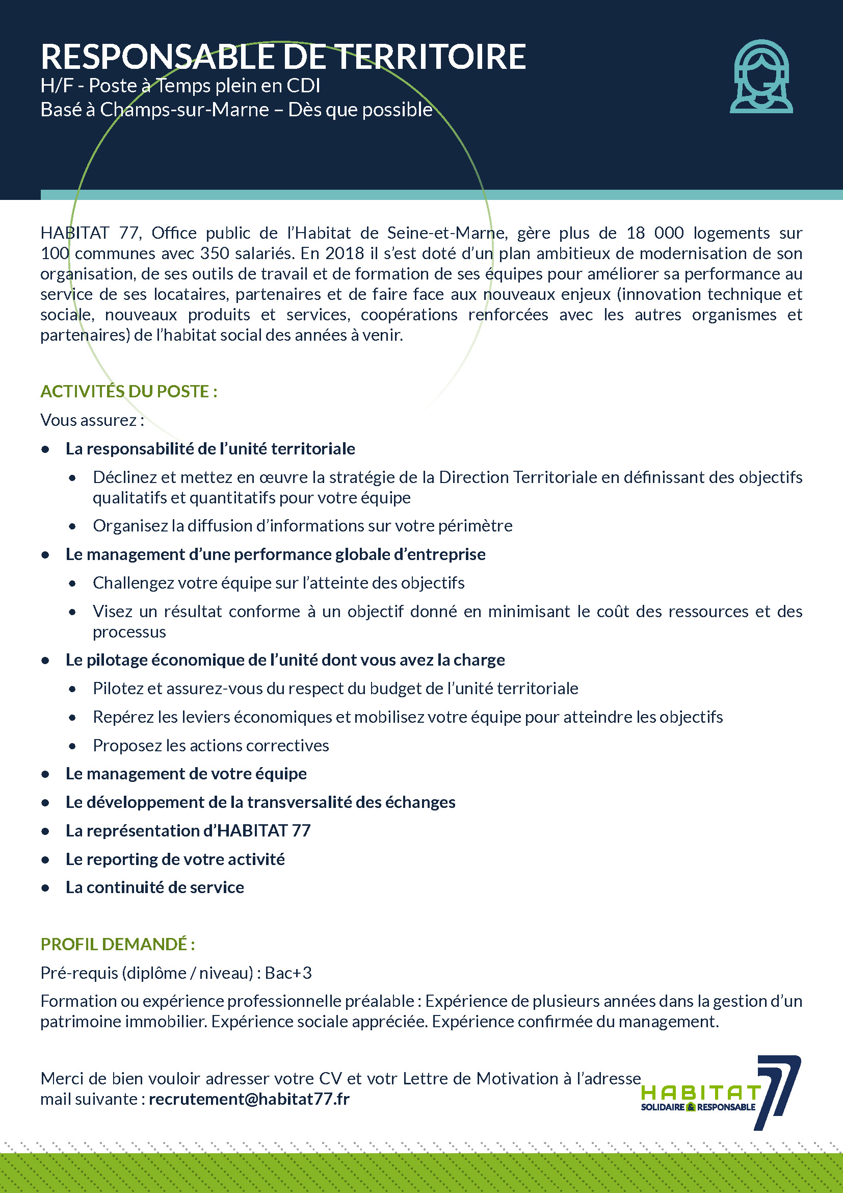 Rejoignez-nous - Habitat 77  Solidaire et Responsable