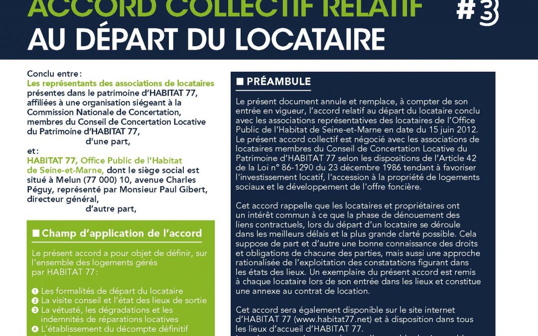 ACCORD COLLECTIF RELATIF AU DÉPART DU LOCATAIRE