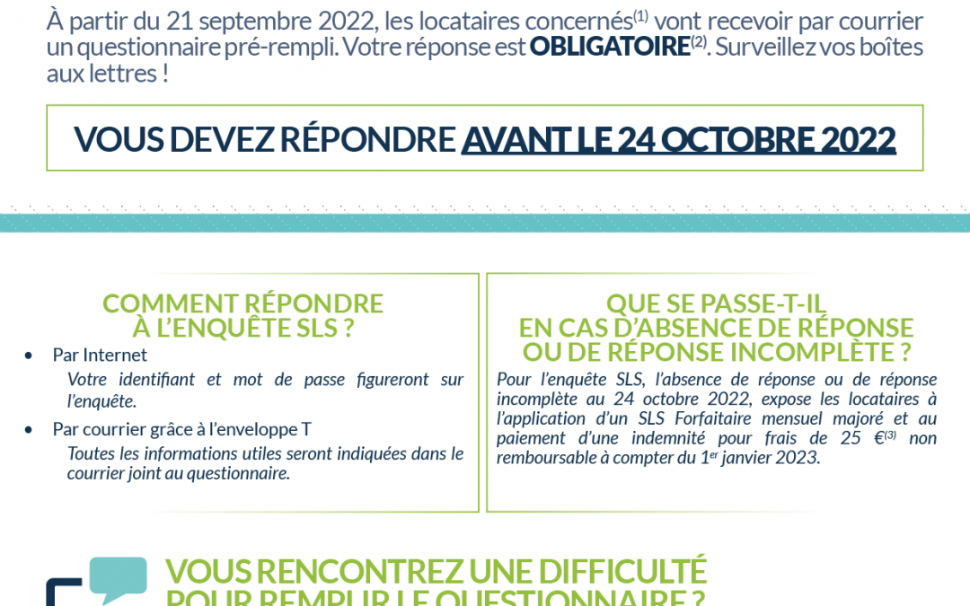 Enquête SLS au 1er janvier 2023 – Répondez avant le 24 octobre sis vous êtes concernés !